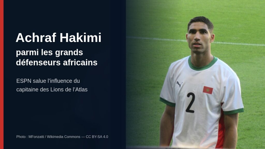 Achraf Hakimi, capitaine des Lions de l’Atlas, cité par ESPN parmi les grands joueurs africains