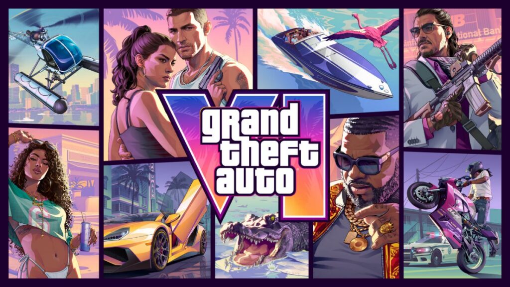 Visuel officiel de GTA VI par Rockstar Games pour l’annonce de l’aperçu du 27 août sur Netflix